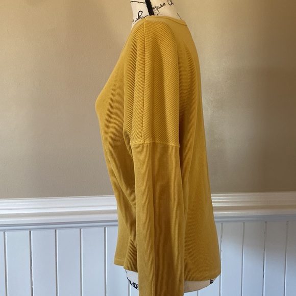Waffle texture long sleeve top. In mustard yellow brand BP by Nordstrom - Picture 5 of 11